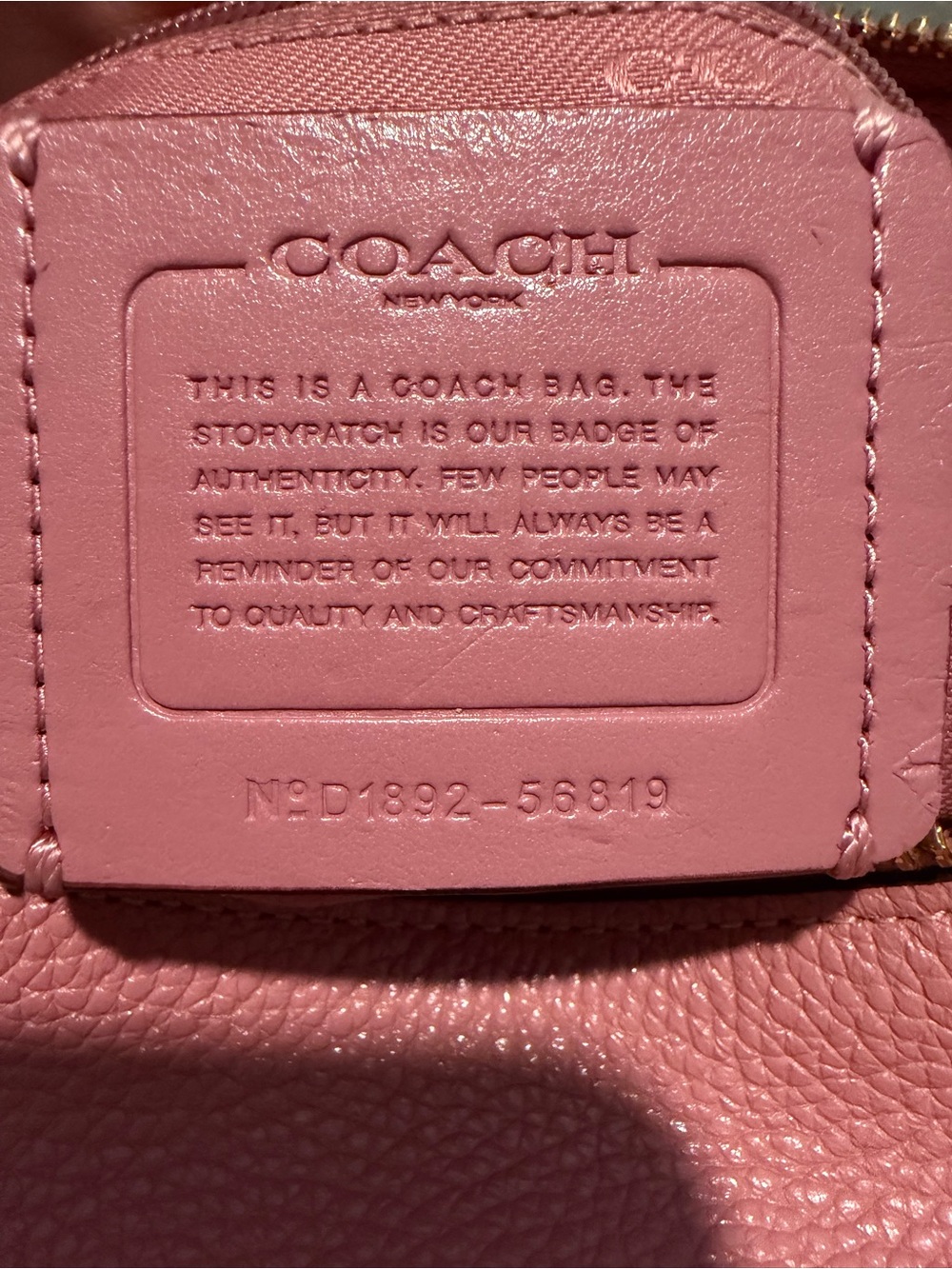 Coach Chelsea Pebbled Leather Shoulder Bag Shadow Pink D1892-56819 - Picture 14 of 16